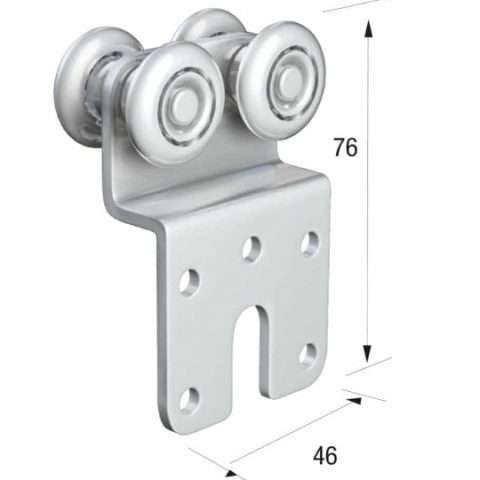 Series 20 | Double Axle | Steel Wheel Hanger | 46mm x 76mm Cranked Mounting Plate | 45kg Capacity | 20-1109