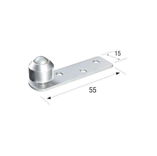 Series 20 | 14mm Diameter | Brass | Bottom Guide Roller | Offset On Flat Steel Plate | 20-291