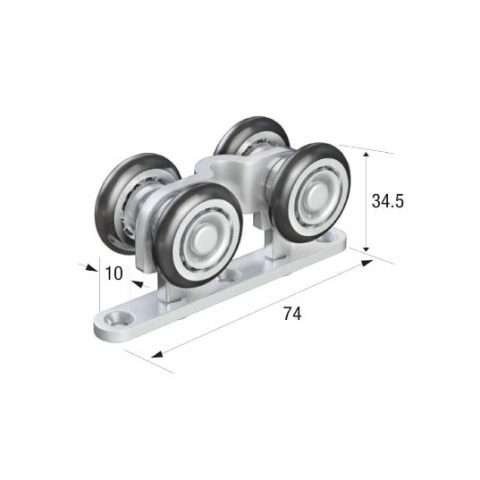 Series 20 | Double Axle | Nylon Wheel Hanger | Top Mounting Plate | 35kg Capacity | 20-5012
