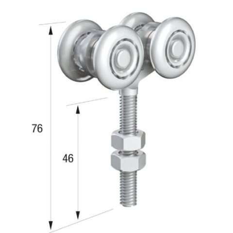 Series 20 | Double Axle | Steel Wheel Hanger | M8 x 46mm Pin | 45kg Capacity | 20-85