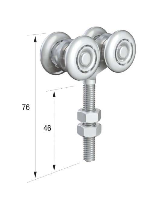 Series 20 | Double Axle | Steel Wheel Hanger | M8 x 46mm Pin | 45kg Capacity | 20-85