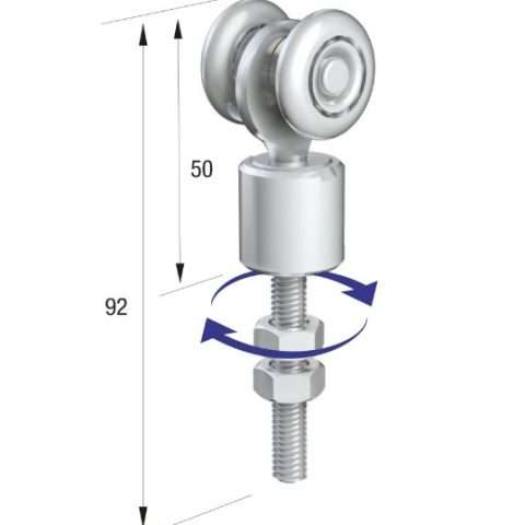 Series 20 | Single Axle | Rotating | Steel Wheel Hanger | M8 x 46mm Pin | 35kg Capacity | 20-86