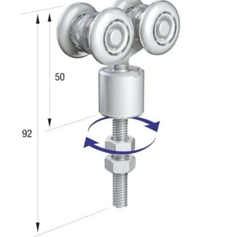Series 20 | Double Axle | Rotating | Steel Wheel Hanger | M8 x 46mm Pin | 45kg Capacity | 20-87