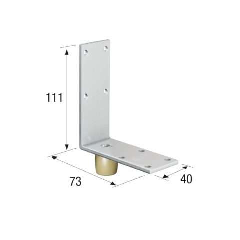 Series 250 | 25mm Diameter | Brass | Bottom Guide Roller | On Angled Steel Plate | 250-73