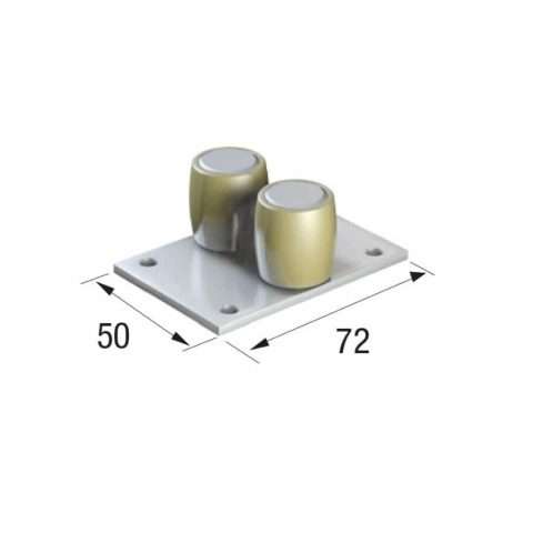 Series 250 | 25mm Diameter | Brass | Double Bottom Guide Roller | On Flat Steel Plate | 250-77