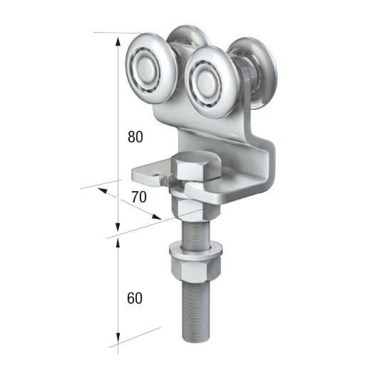 Series 50 | Double Axle | Steel Wheel Hanger | Cranked Mounting Plate | 160kg Capacity | 50-1273