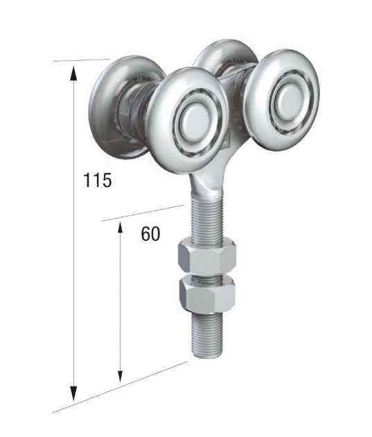 Series 50 | Double Axle | Steel Wheel Hanger | M12 x 60mm Pin | 220kg Capacity | 50-53