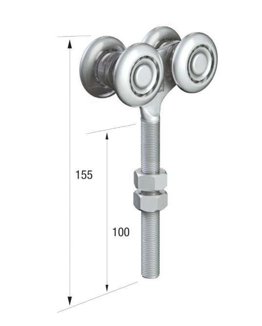Series 50 | Double Axle | Steel Wheel Hanger | Long M12 x 100mm Pin | 220kg Capacity | 50-53A