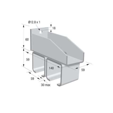 Series 50 | Twin Track | Wall Fixing | Steel Bracket For Upper Track | 50-59D