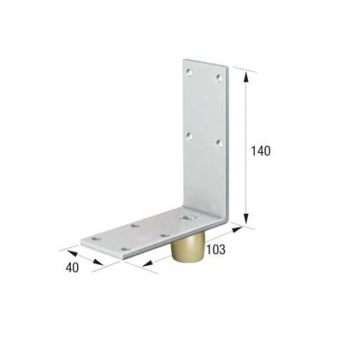 Series 50 | 20mm Diameter | Brass | Bottom Guide Roller | On Angled Steel Plate | 50-65