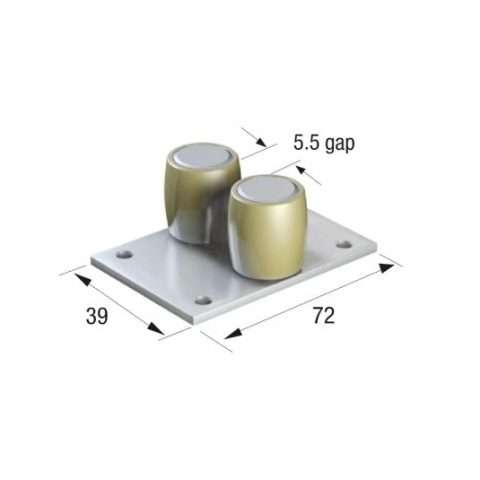 Series 50 | Double | Bottom Guide | Brass Roller | 20mm Dia on Flat Steel Plate | 50-76