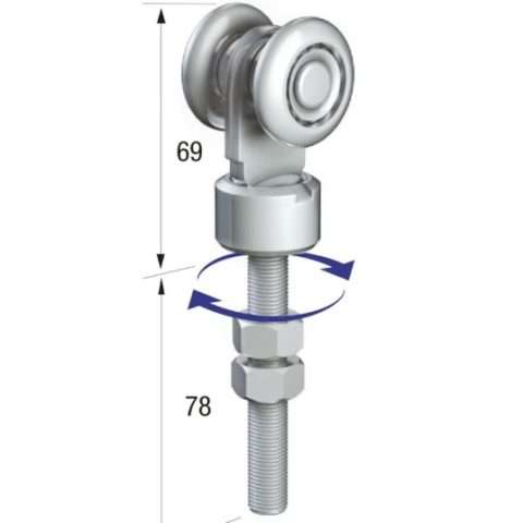 Series 50 | Single Axle | Rotating | Steel Wheel Hanger | M12 x 78mm Pin | 160kg Capacity | 50-78