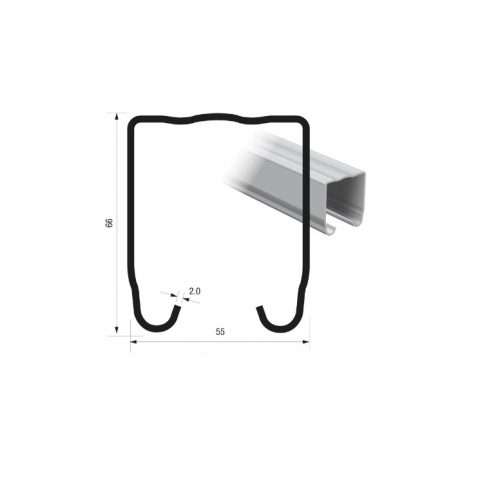 Series 70 | 2m | Galvanized Steel | Top Track | 70-70-2