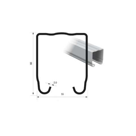 Series 70 | 4m | Galvanized Steel | Top Track | 70-70-4