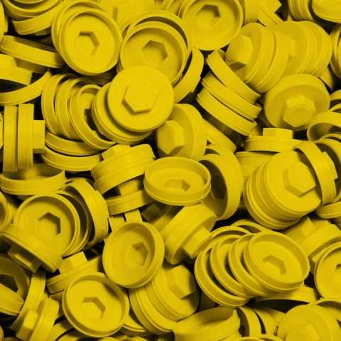 Plastic Caps for Tech Screws - 19mm - Qty 100 - Yellow