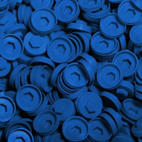 Plastic Caps for Tech Screws - 19mm - Qty 100 - Ocean Blue
