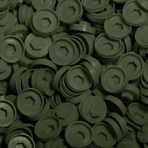 Plastic Caps for Tech Screws - 19mm - Qty 100 - Olive Green