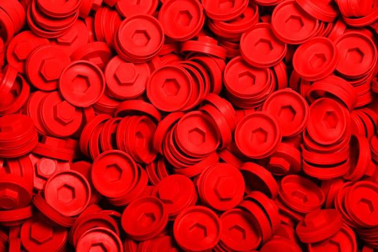 Plastic Caps for Tech Screws - 19mm - Qty 100 - Poppy Red