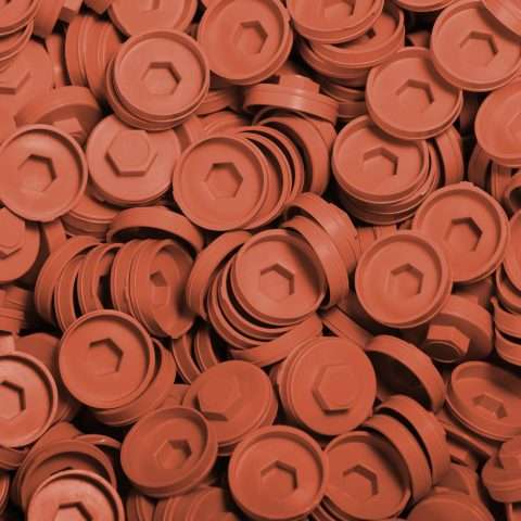 Plastic Caps for Tech Screws - 19mm - Qty 100 - Terracotta