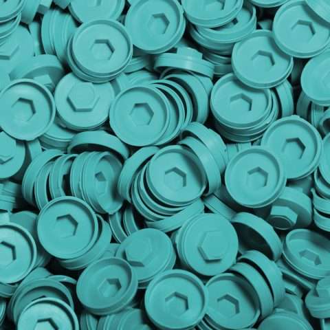 Plastic Caps for Tech Screws - 19mm - Qty 100 - Wedgewood Blue