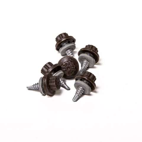Stitching Screws - 22mm - Qty 100 - Moulded Head - Vandyke Brown