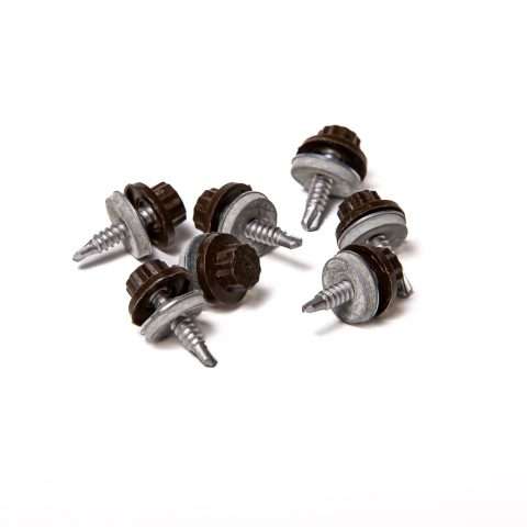 Screws for Light Gauge Steel - 25mm - Qty 100 - Moulded Head - Vandyke Brown