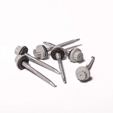Screws for Light Gauge Steel - 65mm - Qty 100 - Moulded Head - Goosewing Grey