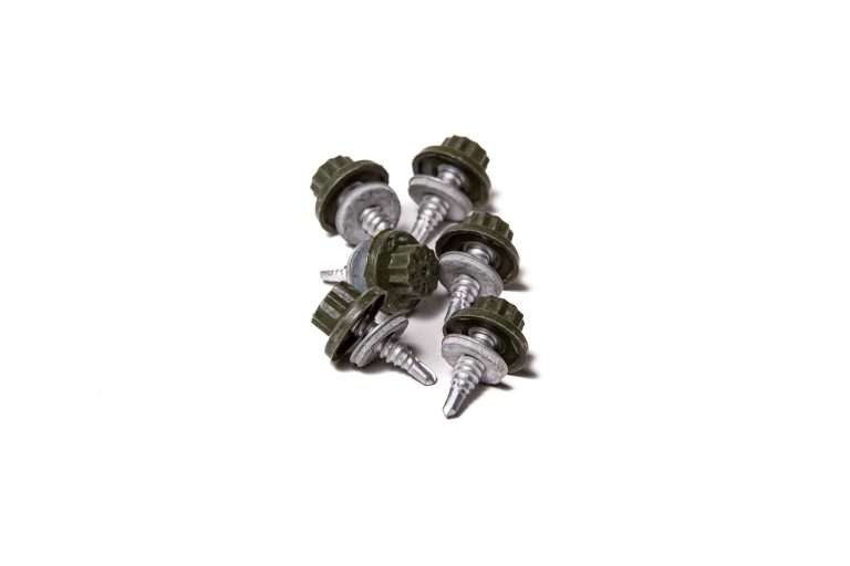 Stitching Screws - 22mm - Qty 100 - Moulded Head - Olive Green