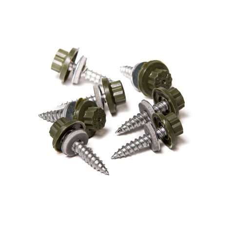 Screws for Timber - 32mm - Qty 100 - Moulded Head - Olive Green