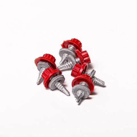 Stitching Screws - 22mm - Qty 100 - Moulded Head - Poppy Red