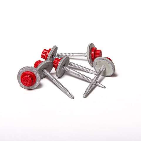 Screws for Light Gauge Steel - 65mm - Qty 100 - Moulded Head - Poppy Red