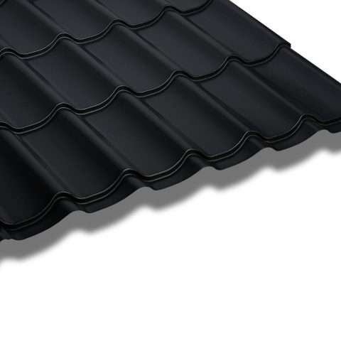 Pan Tile Effect Roof Sheet in a PVC Plastisol Coated Finish - TATA Colorcoat® - Anthracite 1950mm