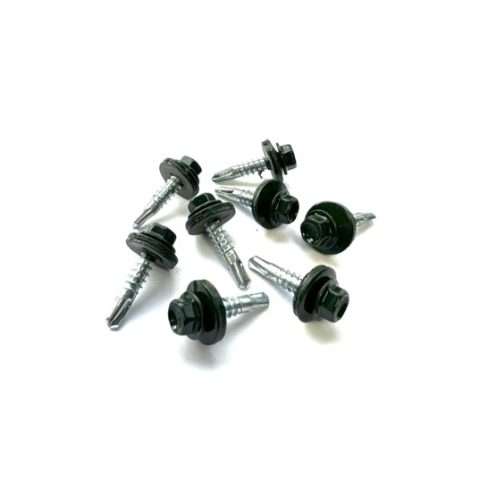 Screws for Light Gauge Steel - 25mm - Qty 100 - Powder Coated - Juniper Green