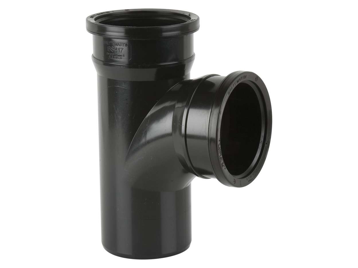 Downpipe | 110mm | Brett Martin | Double-Socket Downpipe-Branch | 92.5° | Black | New | BS417